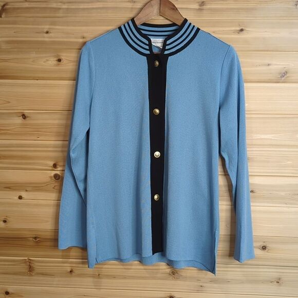 Exclusively Misook Womens Sweater Small Blue Button Front Cardigan - Picture 1 of 8